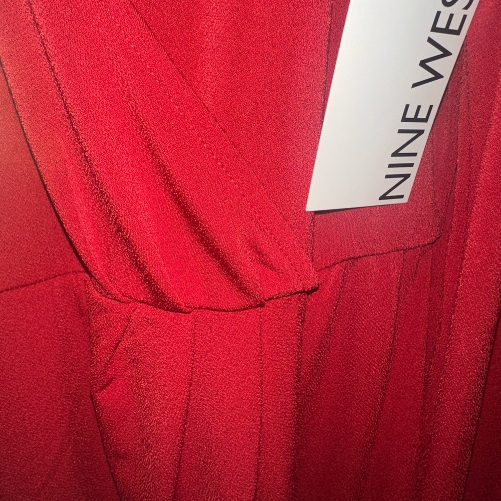 Nine West Vibrant Red Long Sleeve Wrap Dress - Picture 4 of 5